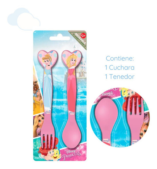 Set Cubiertos Cuchara Tenedor Princesas De Disney Wabro 1