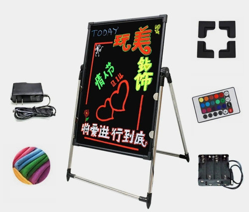 Pizarra Led 40x60 Completa C/2 Marcadores A Pila O 220v 0