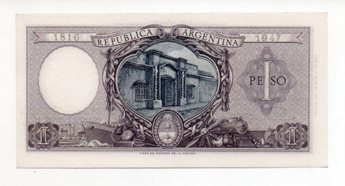 Billete Argentina 1 Peso Moneda Nacional Bottero 1909 Sc 1