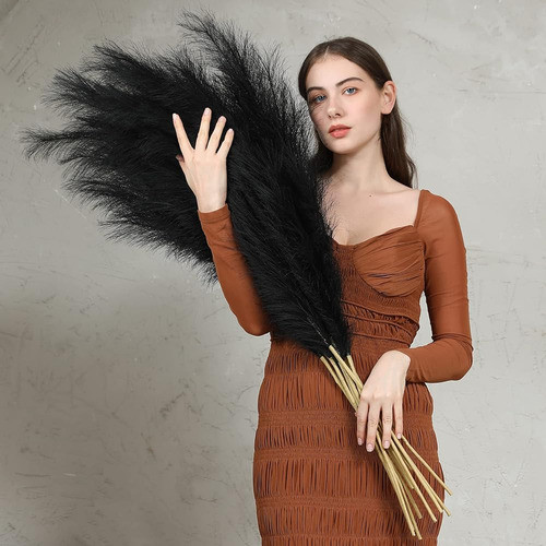 Rosscer 8 Pcs Large Faux Dried Pampas Grass, Tall43.5 Black 0