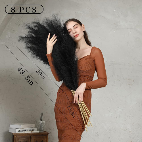 Rosscer 8 Pcs Large Faux Dried Pampas Grass, Tall43.5 Black 1