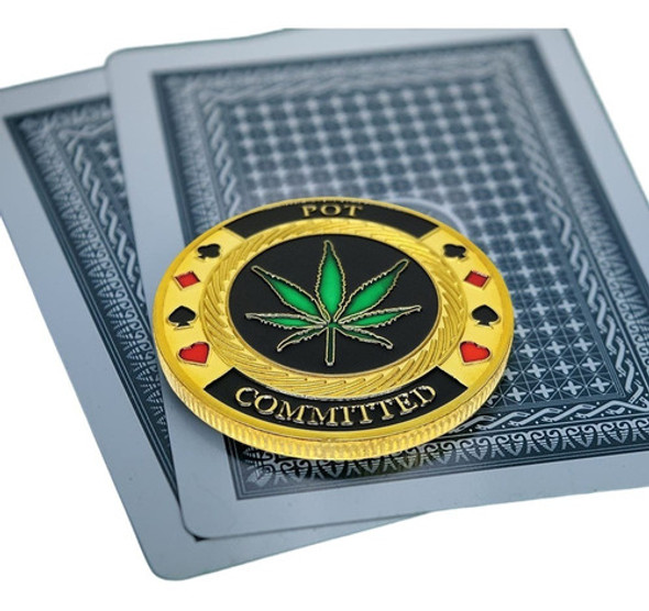Ficha De Poker Moeda Card Guard Pot Committed + Estojo 1