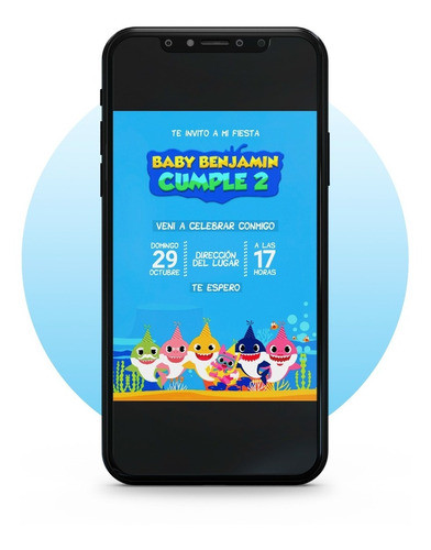 Invitación Tarjeta Digital Personalizada Baby Shark 1