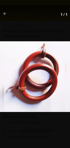 Argollas Para Barral 33mm Col. Cedro X20un. 1