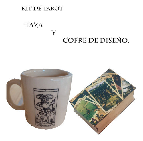 Kit De Tarot, Cofre Para Mazo + Taza Ceramica Diseño Carta 0
