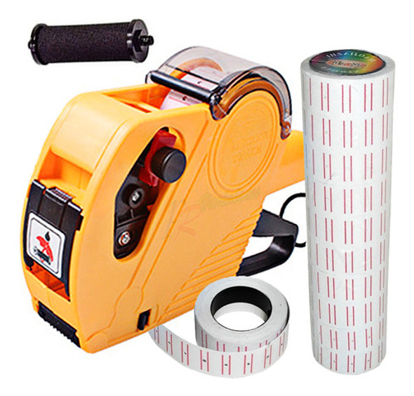 Máquina Etiquetar Amarela+10 Rolos D Etiqueta+bobina D Tinta 0