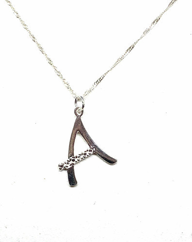 Conjunto Collar Cadena + Inicial Letra Plana Labrada Plata 0