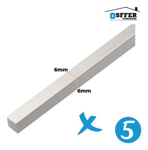 Kit 05 Trilhos De Aluminio Quad 06mm 1,50m Para Rodizio 0