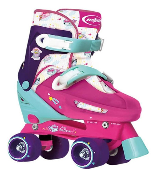 Patins Astro Quad Unicórnio, 4 Rodas, M 35-38, 9031 0