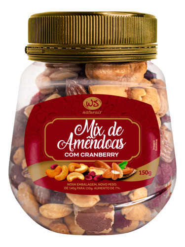 Mix De Amêndoas Com Cranberry Ws Naturais 150g 0