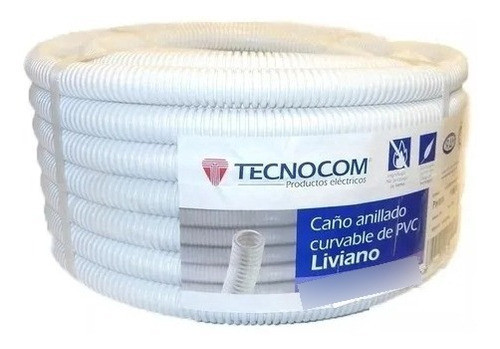 Caño Corrugado Blanco 1pulgada Liviano Xrollo 25mts Tecnocom 0