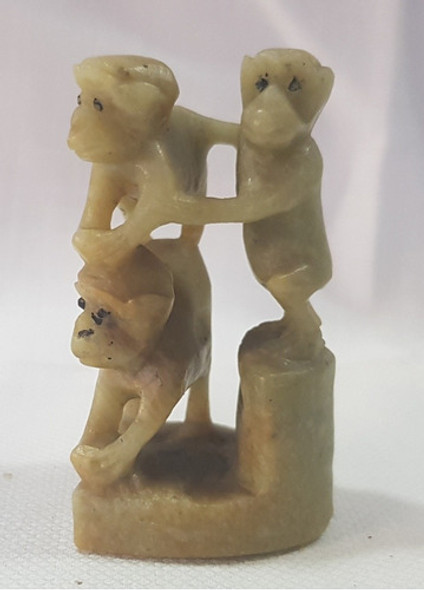 Antiguo Adorno 3 Monos Piedra Tallada Chino China B25 1