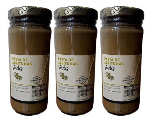 Pasta De Aceitunas Verdes Sin Conservantes Mendoza 200 Gr X3 0