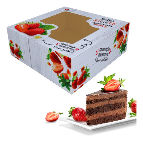 Embalagem Para Torta De Morango Com Visor - Pct Com 10 Un 0