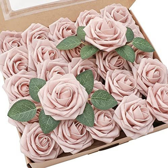 Rosas Artificiales C/tallo Realistas 25u 7.6cm Rosado Shabby 0