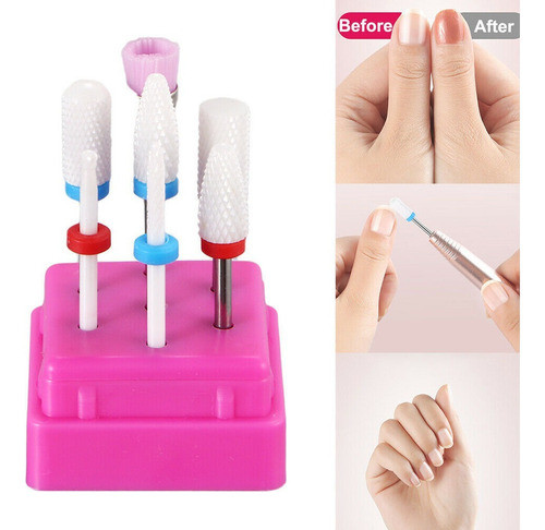 Kit Fresa Cerámica Para Torno Manicura 6 Fresa Y 1 Cepillo 1