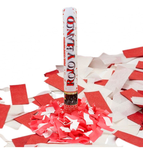 Cañon Mortero Lanza Papel Papelitos Rojo Blanco Cotillon X4 1