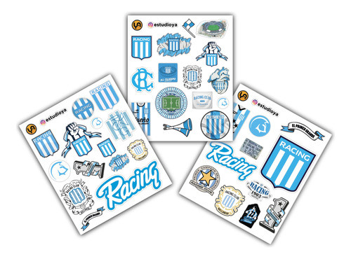 Calcos Stickers Racing Club Academia 3 Planchas 40 Calcos! 1