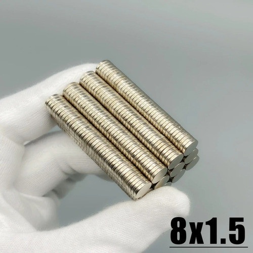50 Pç Imã Super Forte 8x1,5 Redondo Pastilha 8mm X 1,5mm N35 1