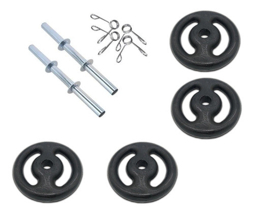 Par De Barra Fixar Anilhas 40cm Tubular +4 Anilhas 2kg Preta 0