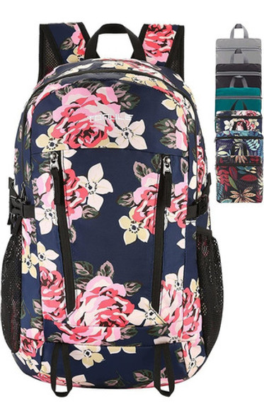 Mochila Senderismo Impermeable Tomule - Flores Azul Y Rosa 0