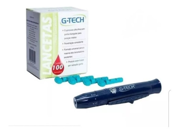 Kit Lancetadora + 100 Lancetas Gtech 28g 0