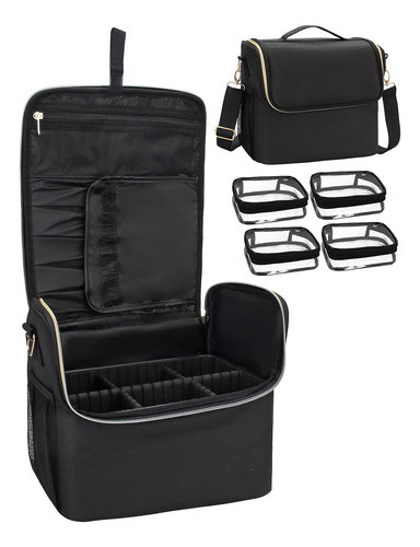 Maletin Para Maquillaje + 4 Estuches Transparent Tela Oxf... 0