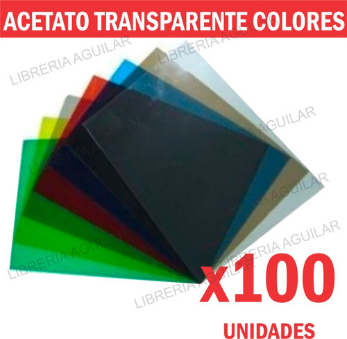 100 Acetato Laminas De 50x70cm Cristal Transparente Colores 0