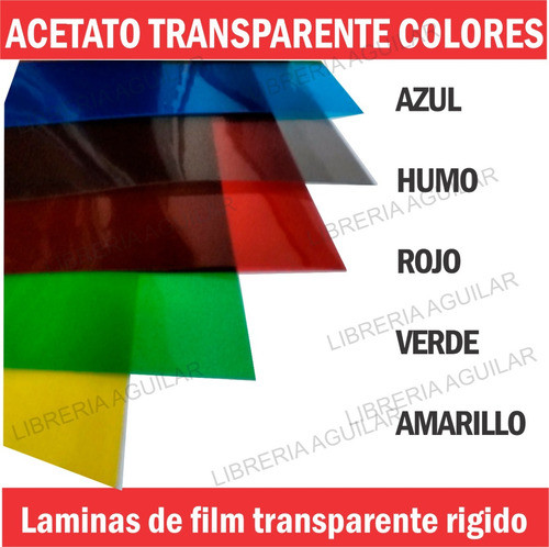 100 Acetato Laminas De 50x70cm Cristal Transparente Colores 1
