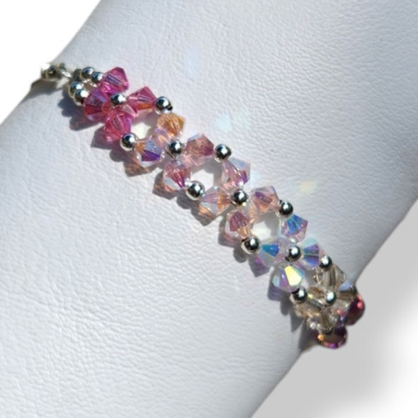 Pulsera Cristal Swarovski Elements Flores Multicolor Plata 0