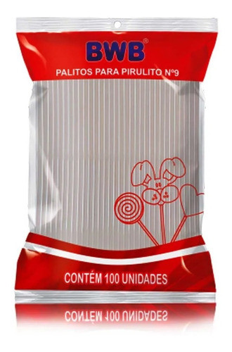 Palito Para Pirulito Pequeno Cristal Com 100 Unidades Bwb 0