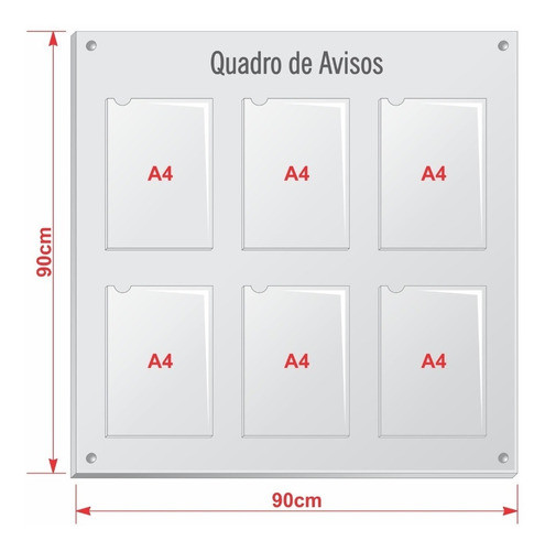 Quadro De Aviso - 06 Expositores A4 (retrato) Personalizado 1