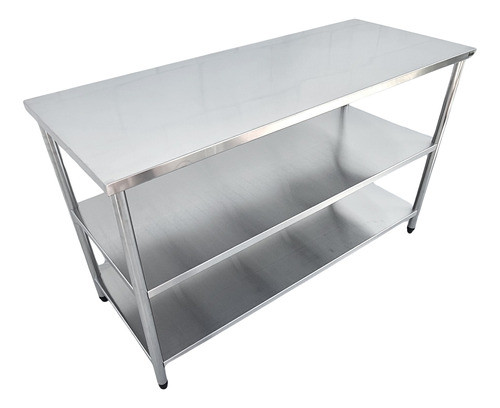 Bancada Mesa 100x40 Inox Multiuso 2 Prateleiras Restaurante 0