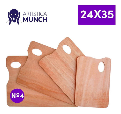 Paleta De Pintor Madera Cuadrada N4 24x35 Oleo Acrilico 0