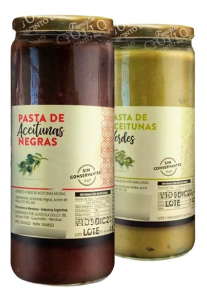 Combo Pasta De Aceitunas Verde Y Negra Familia Gullo 200g X2 0