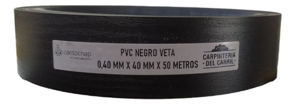 Tapacanto Pvc Negro Veta 0,40 Mm X 40 Mm X 50 M S/ Pegamento 0