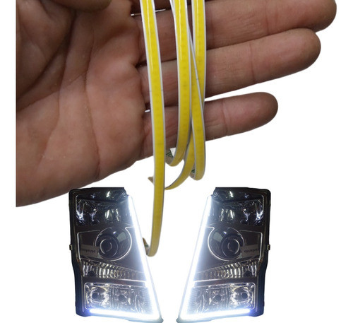 Fita Led Drl 6000k Cob 4 Mm Super Brilho 60 Cm 12/24 V 1