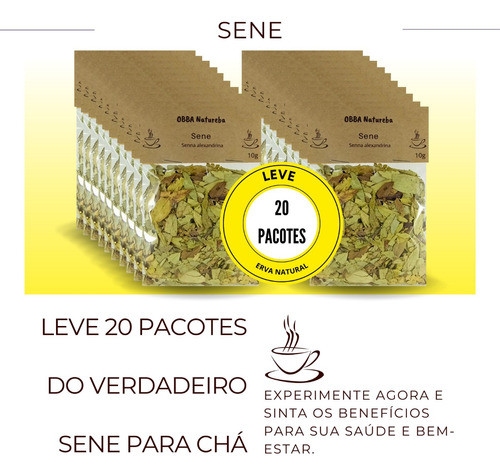 Kit 20 Pacotes De Chás De Sene - Chá Sene Folhas 100% Puro 1