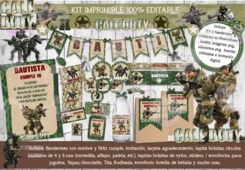 Kit Imprimible Candy Bar Call Of Duty 100% Editable 0