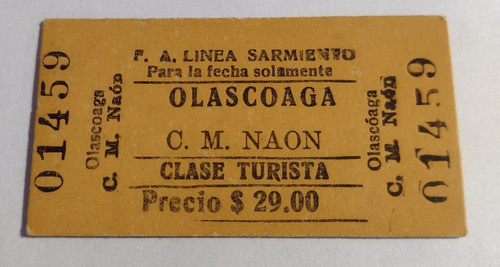 Boleto De Tren De Estación Olascoaga A Estación C. M. Naon 0