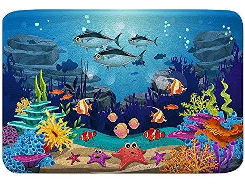 Alfombra De Baño Ocean Fish Para Niños, Alfombrilla De Baño 0