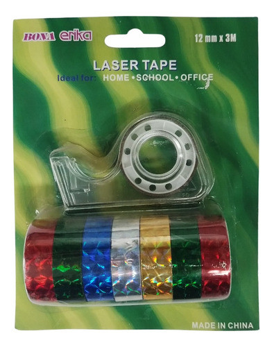 Cinta Adhesiva Metalizada Reflejos Holográficos 12 Mm X 3 M 0