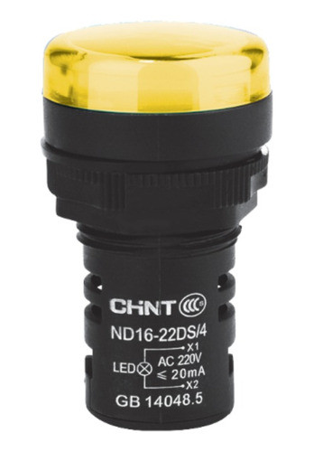 Ojo De Buey 22 Mm Color Amarillo Led Res 24v Corto Chint 0
