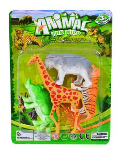 Set De Animales De La Selva 4pzs En Blister 14x14cm - 53289 0