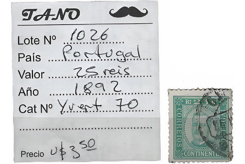 Lote1026 Portugal 25 Reis Año 1892 Yvert# 70 0