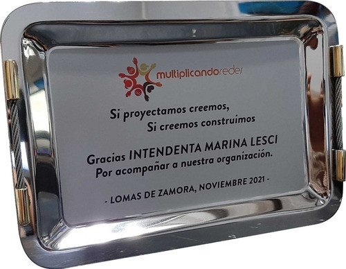 Bandeja Rectangular Acero Inoxidable Grabada O Impresa 25x35 0