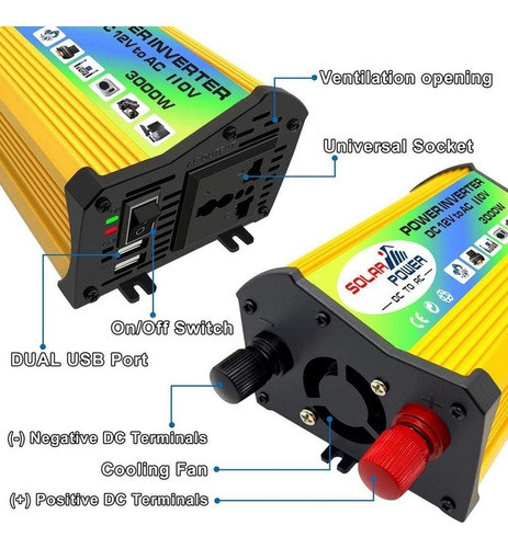 1pcs 12v Para Dc Para Inversor De Energia De Carro Ac 3000w 1
