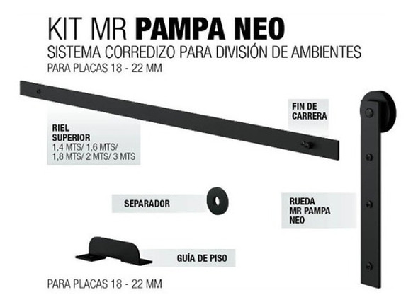 Kit Puerta Corrediza Colgante Herraje Granero Establo 1,8mt 0