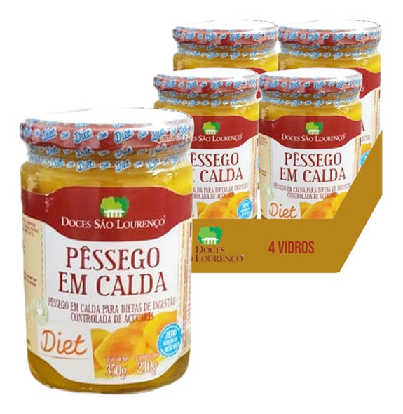Pessego Em Calda Diet São Lounreço 350g (4 Vidros) Kit 0