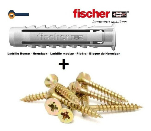 Taco Tarugo + Tornillo Fischer Sx8 22x45 X500un Lad Hueco Rp 1